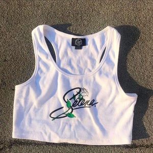 White Selena Racer Crop Top